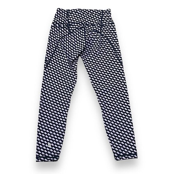 NWT Sweaty Betty 7/8 Power Pocket Workout Leggings XS Navy Blue Slant Print - Picture 9 of 10